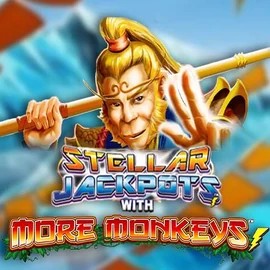 Stellar Jackpots with More Monkeys slot logo by Lightning Box Game at Dragonia Casino