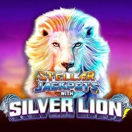 Stellar Jackpots with Silver Lion slot logo by Lightning Box Game at Dragonia Casino